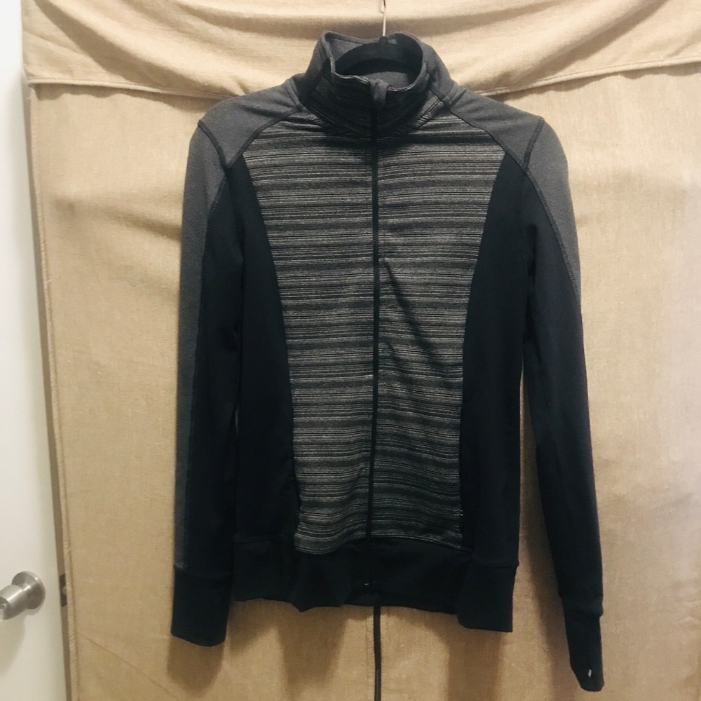 Joe Fresh Activewear Jacket (Black & Grey Striped)